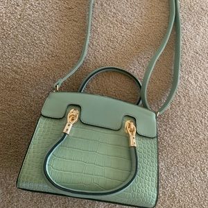 Pastel green croc handbag